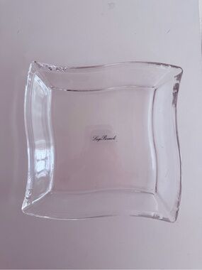 Luigi Bormioli Curvy Wave Square Glass Appetizer Serving Plate 7” Italy